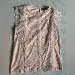 Cable & Gauge Pink Lace Sleeveless Cap Sleeve Blouse Large